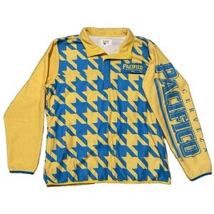 Cerveza Pacifico Clara Logo 1/4 Snap Blue Yellow Fleece Pullover Sweatshirt XL
